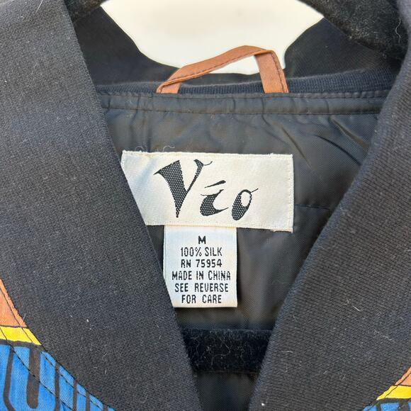 Vintage Vio Silk Greco-Roman Print Versace Style Medium Bomber Jacket 1990s - Picture 4 of 9